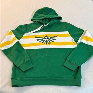 Nintendo The Legend of Zelda Green and Yellow Hooded Sweatshirt. Size S